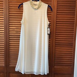 Tiana B. White Dress with Gold Accents